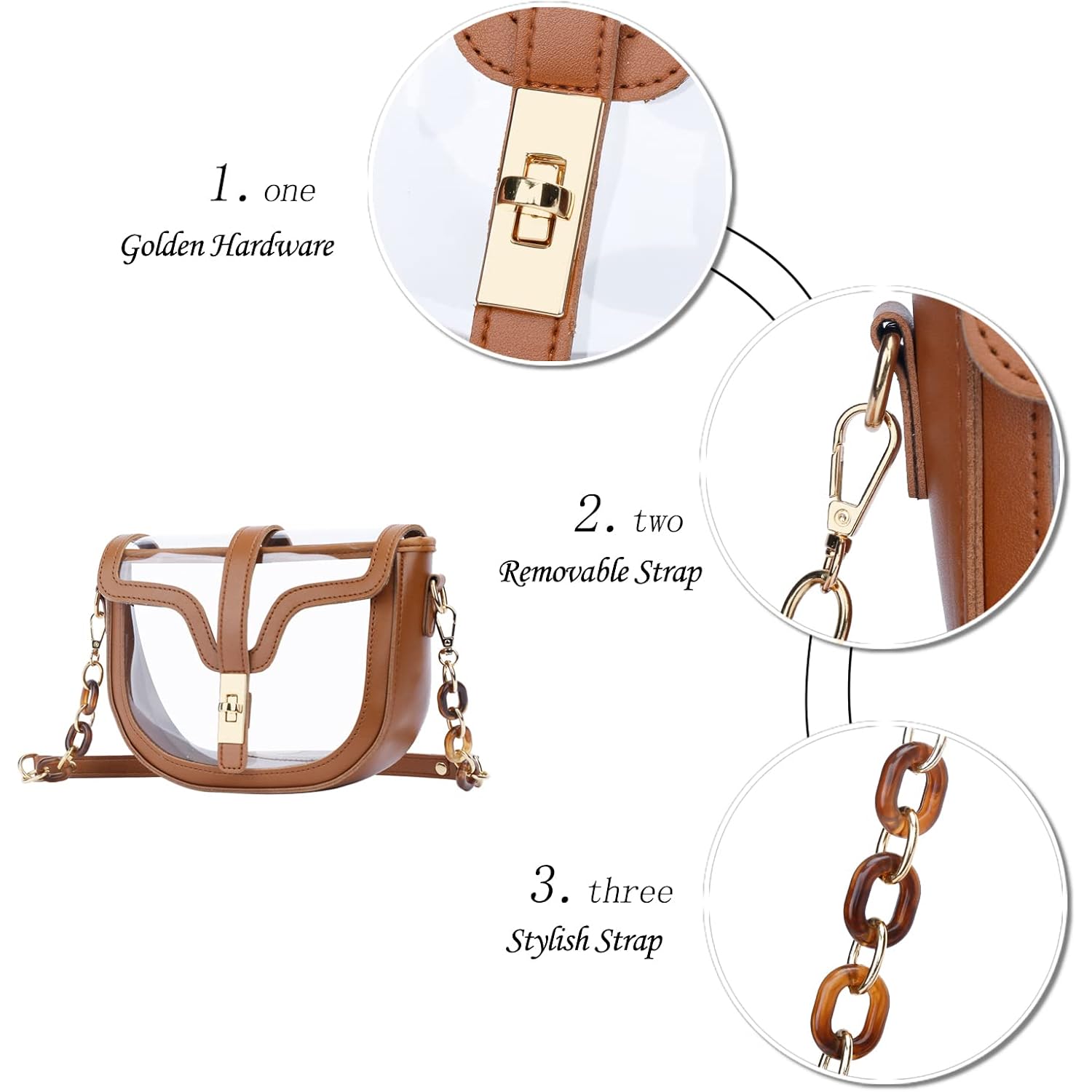KKXIU Clear Crossbody Bag for Women Stadium Approved Vegan Leather Concert Shoulder Sports See-Through Purse | Stadium Approved, Concert, Sports, See-Through