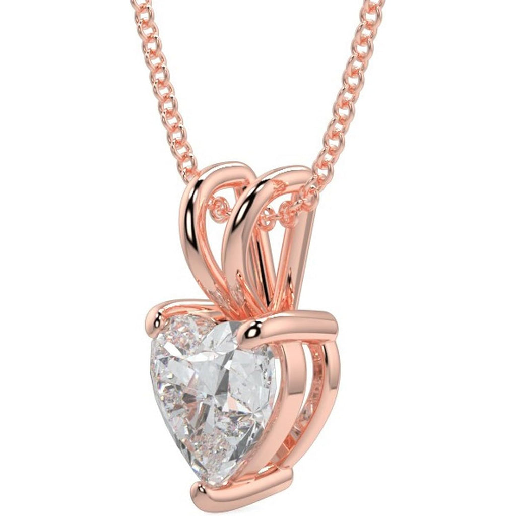 Fascinating Diamonds IGI Certified Lab Grown Diamond Solitaire Pendant 14K Gold 1/2-5 Carat 4 Prong Diamond Necklace 18 Inch Gold Chain For Women (E-F-G, VS1-VS2, 0.50-5 C.t.w)