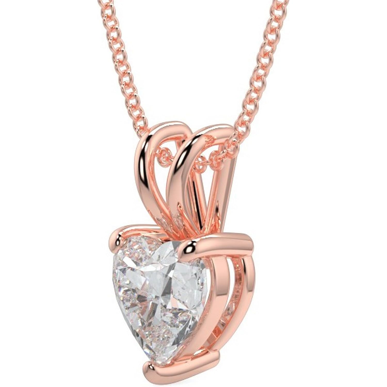 Fascinating Diamonds IGI Certified Lab Grown Diamond Solitaire Pendant 14K Gold 1/2-5 Carat 4 Prong Diamond Necklace 18 Inch Gold Chain For Women (E-F-G, VS1-VS2, 0.50-5 C.t.w)