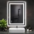 Dumos 24.1"X32.1" Led Bathroom Mirror, Smart Anti-Fog Bathroom Vanity Mirror With Front Light & Backlit, 3 Color Temperatures, Dimmable, Memory Function