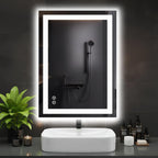 Dumos 24.1"X32.1" Led Bathroom Mirror, Smart Anti-Fog Bathroom Vanity Mirror With Front Light & Backlit, 3 Color Temperatures, Dimmable, Memory Function