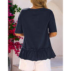 Merokeety Women'S 2026 Summer Peplum Tops Oversized Blouse Casual Short Sleeve Crew Neck Ruffle Tunic T Shirts