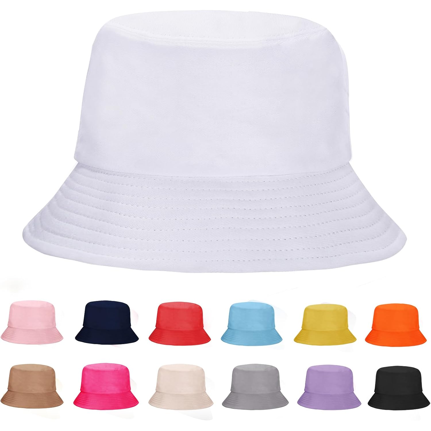 1 & 2 Pack Bucket Hat for Women Men Summer Travel Beach Sun Hat Outdoor Cap Unisex Bucket Hats 1pack-white