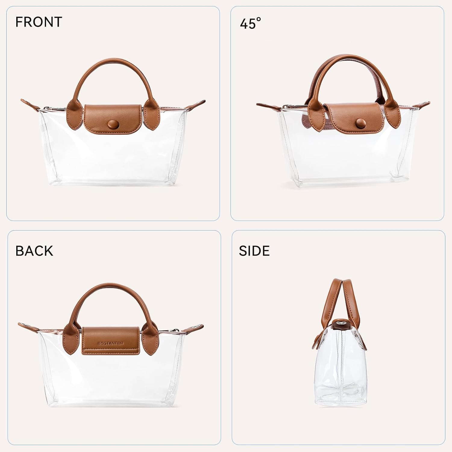 Bostanten Clear Bag For Stadium Approved Crossbody Purse Handbags For Concerts Sports Events