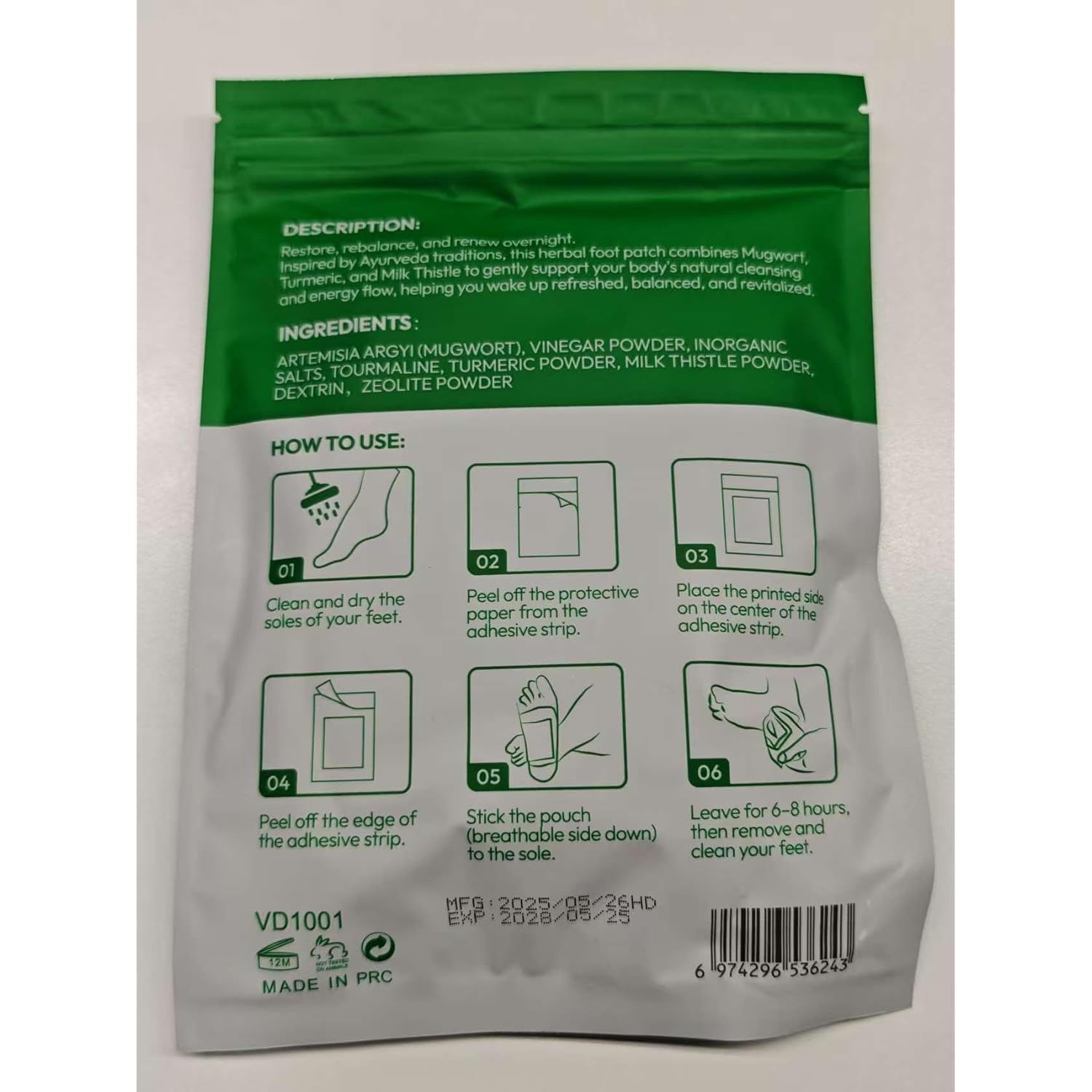 VERDORA Deep Cleansing Foot Pads,Natural Premium Footpatch, Bamboo Vinegar Ginger Powder Foot Pad for Foot Care, Adhesive Sheets, Relaxation Improve Sleep 24 pack