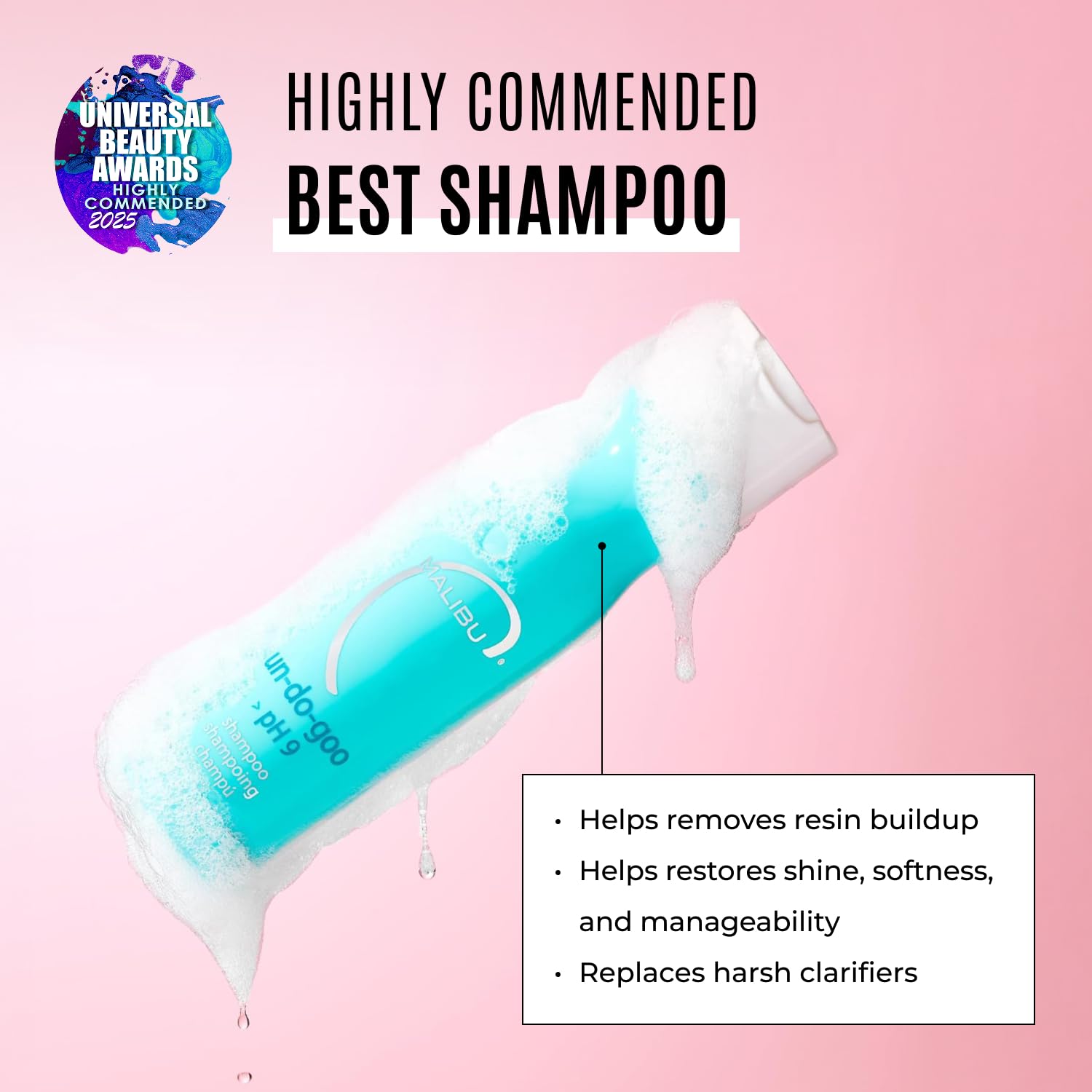 Malibu C Un-Do-Goo Clarifying Shampoo - Removes Product Build Up and Resins from Hair - Shine Restoring, Sulfate-Free Cleanser