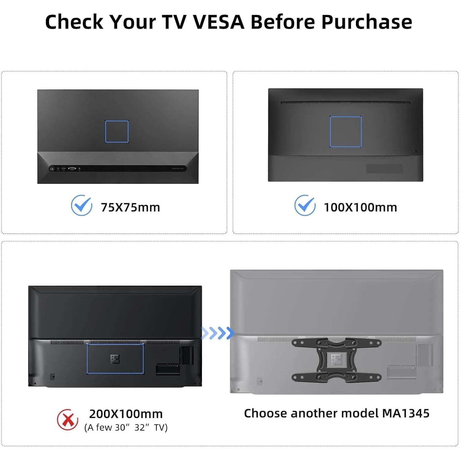 Suptek Tv Wall Bracket Mount Swivel And Tilt For Most 15"-32" Led, Lcd, Oled Flat Screen Tvs And Monitors With Vesa 75X75-100X100Mm Up To 13Kg Full Motion Monitor Wall Bracket Ma2720