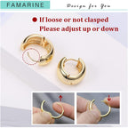 FAMARINE Chunky Thick Hoop Earrings for Women Gold Hoops Huggie Earrings for Men Gift
