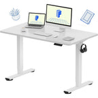 Flexispot En1 48"X24" One-Piece Standing Desk, White | 176 Lbs Capacity, Seamless Desktop, Home Office, 4 Memory Presets, Dual Monitor Setup, Anti-Collision
