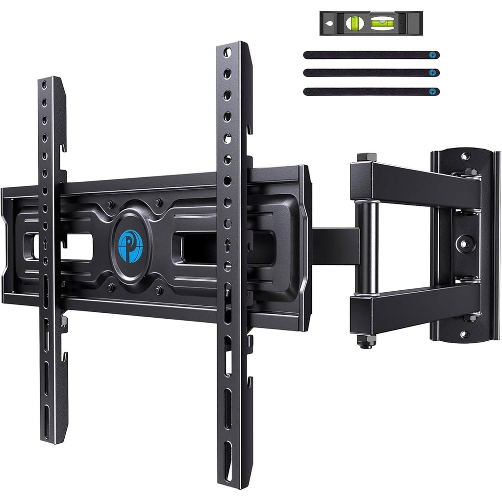 Pipishell Full Motion TV Wall Mount for Most 26-65 inch Flat & Curved TVs up to 77 lbs, Adjustable Bracket Height, Corner TV Mount with Single Articulating Arm, Max VESA 400x400mm, PIMF9