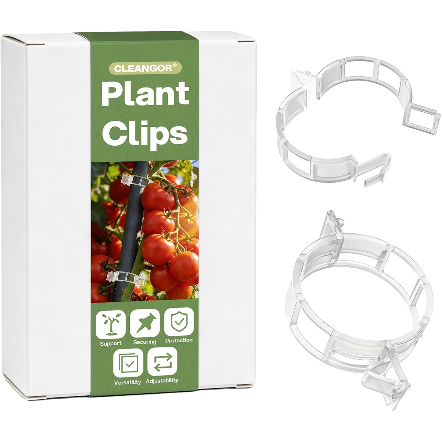 Cleangor 300Pcs Plant Clips, Plant Support Clips Plastic Trellis Clips | Garden Plant Clips For Tomatoes, Cucumbers, Vines, Reusable Garden Clips Tomato Clips, Gardening Supplies To Grow Upright