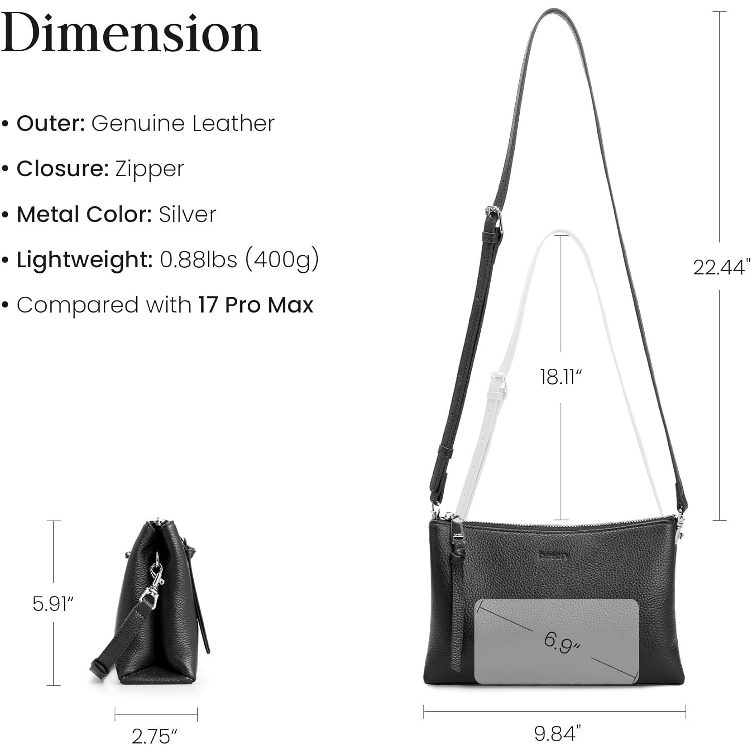 befen Genuine Leather Crossbody Bags for Women, Small RFID Leather Cross Body Purses Shoulder Handbags