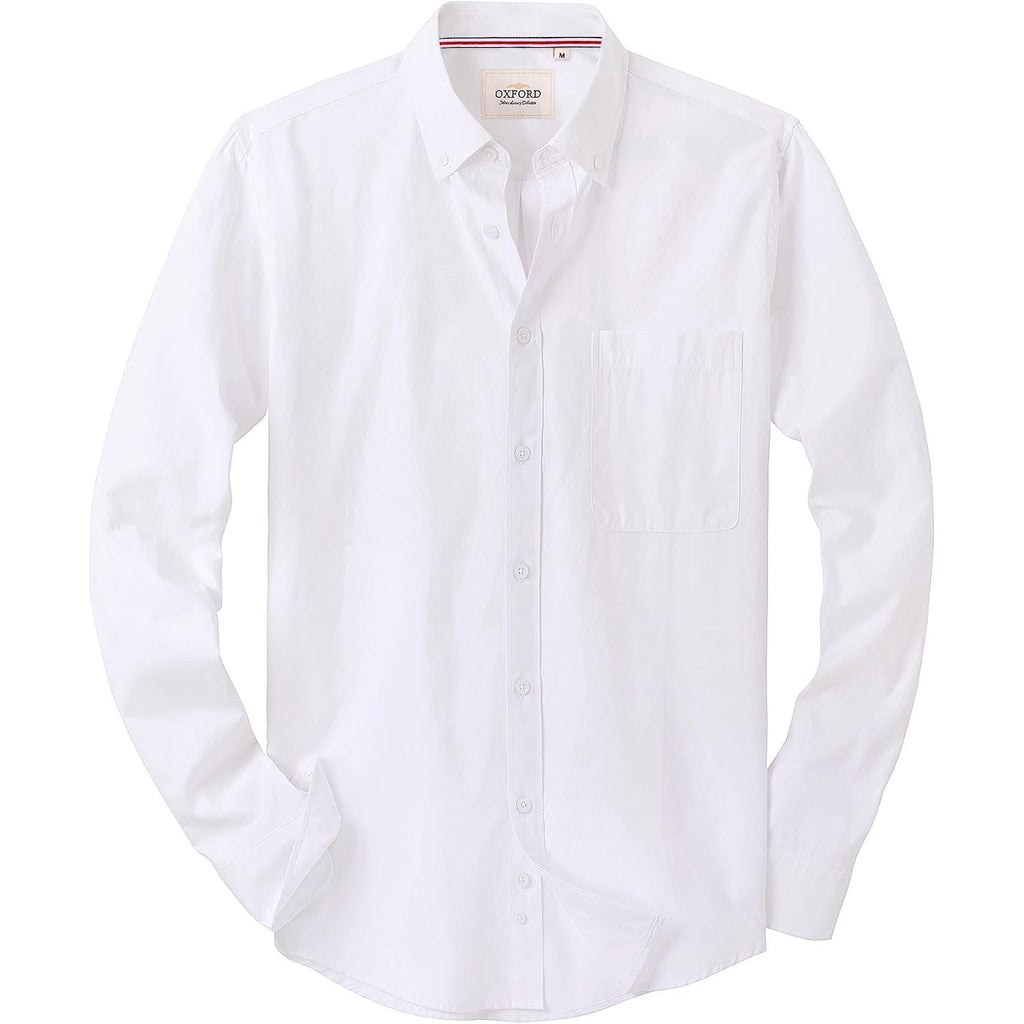 Alimens & Gentle Mens Solid Oxford Shirt Long Sleeve Dress Shirt Work Casual Button Down Shirts With Pocket
