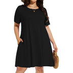 Elescat Plus Size Summer Dresses For Women Casual Short Sleeve Pockets Loose Oversized T Shirt Sundress 2026