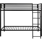 Sha Cerlin Bunk Bed Twin Over Twin Size With Ladder And Guardrail,Black
