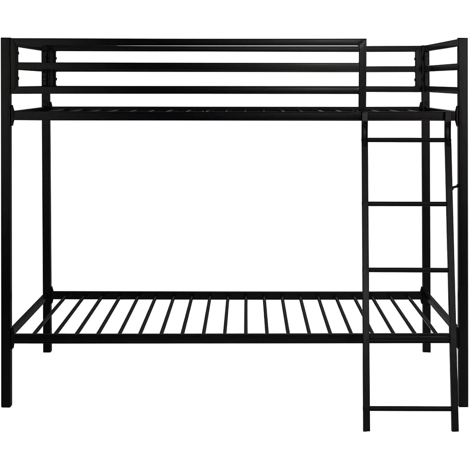 Sha Cerlin Bunk Bed Twin Over Twin Size With Ladder And Guardrail,Black
