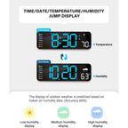 Digital Wall Clock, Digital Clock Large Display With Remote Control, Corded Led Alarm Clocks With Date, Week, Temp, Humidity, Auto Dst, Countdown, For Living Room Bedroom Classroom Office (Blue)