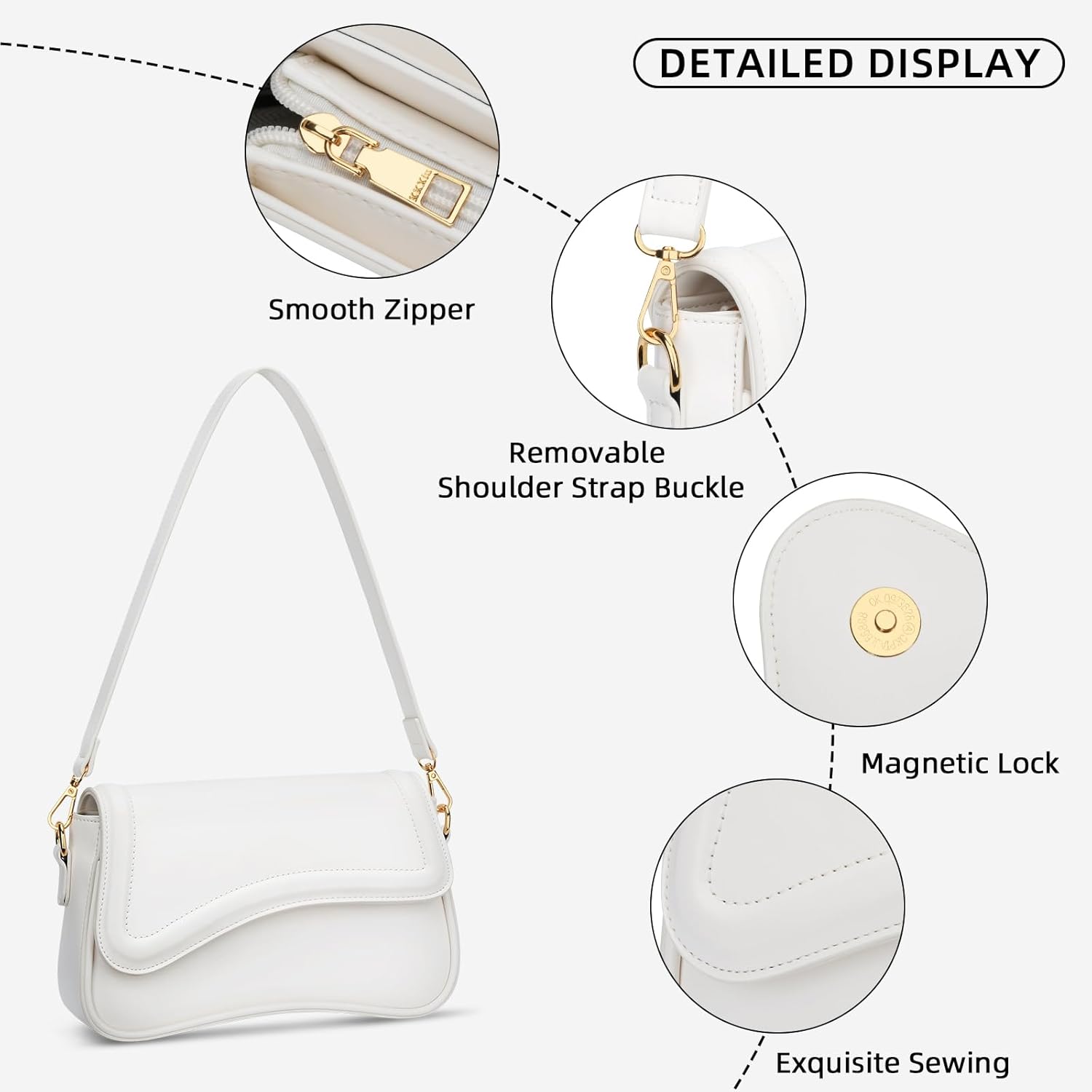 KKXIU Shoulder Bag for Women Small Clutch Purses Cute Hobo Handbag Trendy Underarm Bag