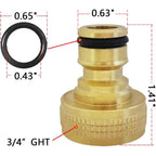 Garden Hose Quick Connect Solid Brass Quick Connector Garden Hose Fitting Water Hose Connectors 3/4 Inch Ght (2Sets)