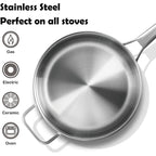 Vocvoi Stainless Steel Pan With Lid, 6 Qt Stainless Steel Saute Pan, 12 Inch Frying Pan, Pfoa & Ptfe Free, Tri-Ply Skillet, Stainless Steel Pot, Dishwasher & Oven Safe, Works On All Cooktops