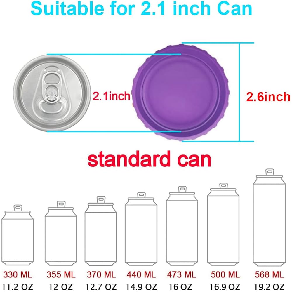 6 Pack Silicone Soda Can Lids, 6 Color BPA-Free Reusable Silicone Can Covers, Can Stopper or Protector For Soda, Beer, Drink, Juice, Coke, Beverage, Fits Standard Cans
