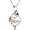 EleShow Mom Necklaces for Women, Sterling Silver Heart Moissanite Necklace, Jewelry Gifts for Mom on Birthday, Mother's Day, Christmas - 1.0 Carat