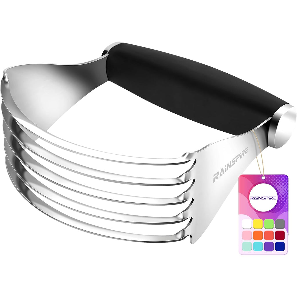 Xl Pastry Cutter For Baking, Heavy Duty Pastry Blender Stainless Steel, Thick Sharp Blades Dough Blender, Dough Cutter Butter Cutter Pastry For Easy Mixing, Dishwasher Safe (Black)