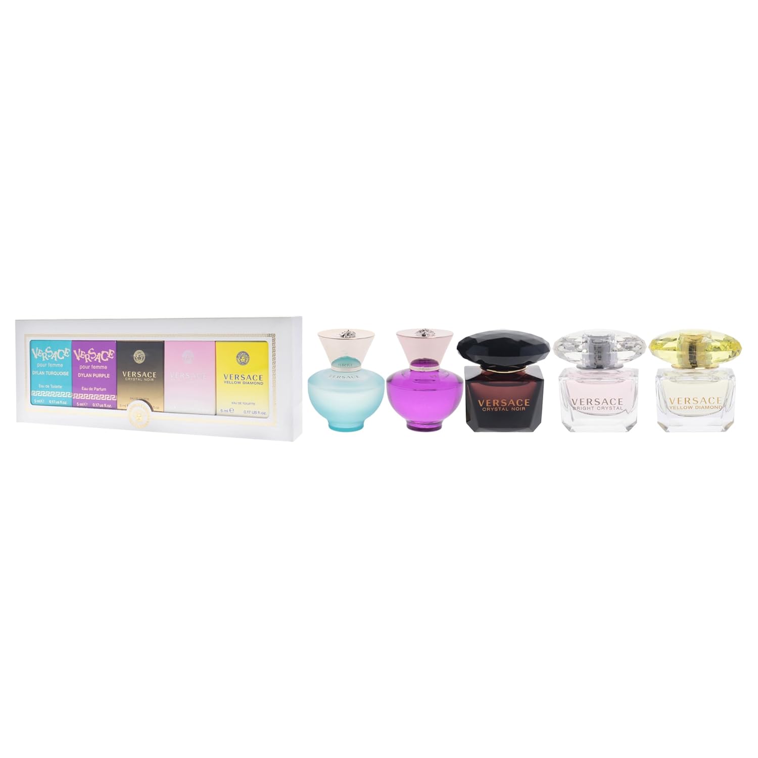 Versace Miniatures Collection for Women - 5 Pc Fragrance Gift Set | Iconic Luxury Perfumes | Travel-Friendly & Perfect for Gifting