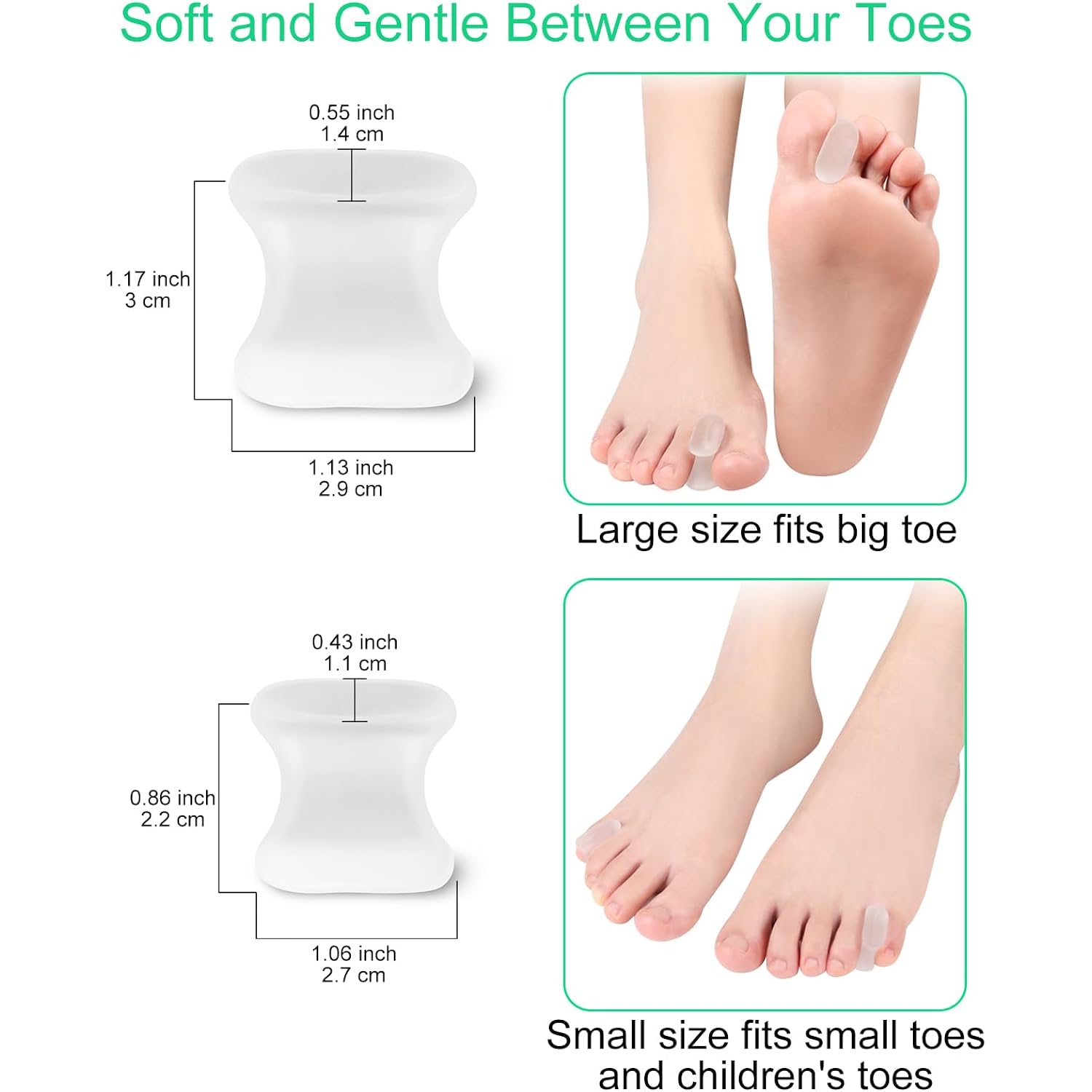 PGRODE 12 Pack Gel Toe Separators Silicone Toe Spacers for Women Men Bunion Corrector Toe Pain Relief, Toe Alignment, Soft Toe Spacer for Crooked Toes, Overlapping Toes, Hammertoe Correction (Large)