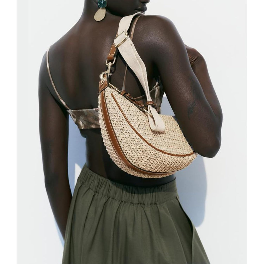 Straw Crossbody Bags for Women Beach Woven Hobo Handbag Summer Chic Crescent Shoulder Purses with Adjustable Strap 2026 | Breathable material