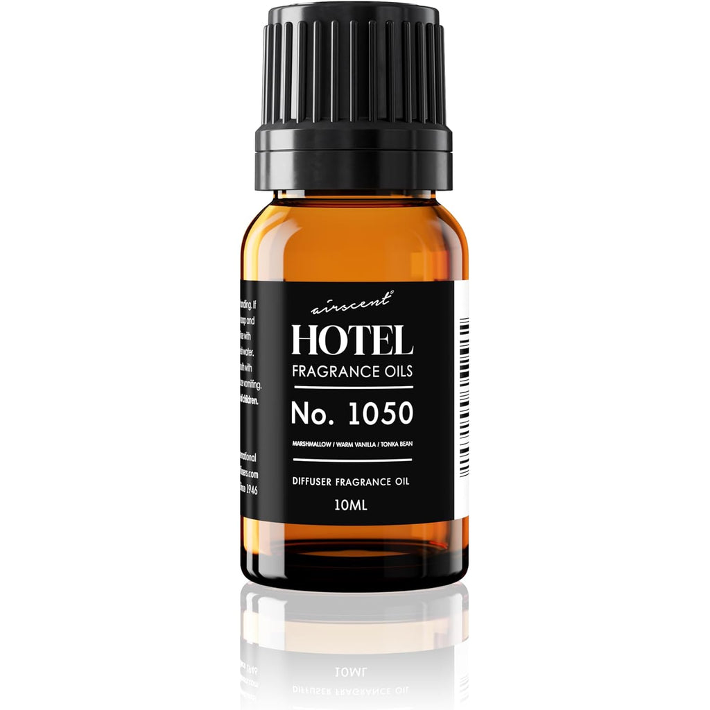 Airscent Hotel Diffuser Oil No. 1050 - Warm Vanilla Blend - 10 Ml | Marshmallow, Vanilla, Tonka Bean - Fragrance Oil For Ultrasonic And Waterless Diffusers And Crafting - 0.34 Fl Oz Bottle