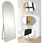 Arched Full Length Mirror, 70"X26" Free Standing Floor Mirror, Modern Full Body Mirrors With Stand, Wall Mirrors With Aluminum Alloy Frame For Bedroom,Living Room, Gold