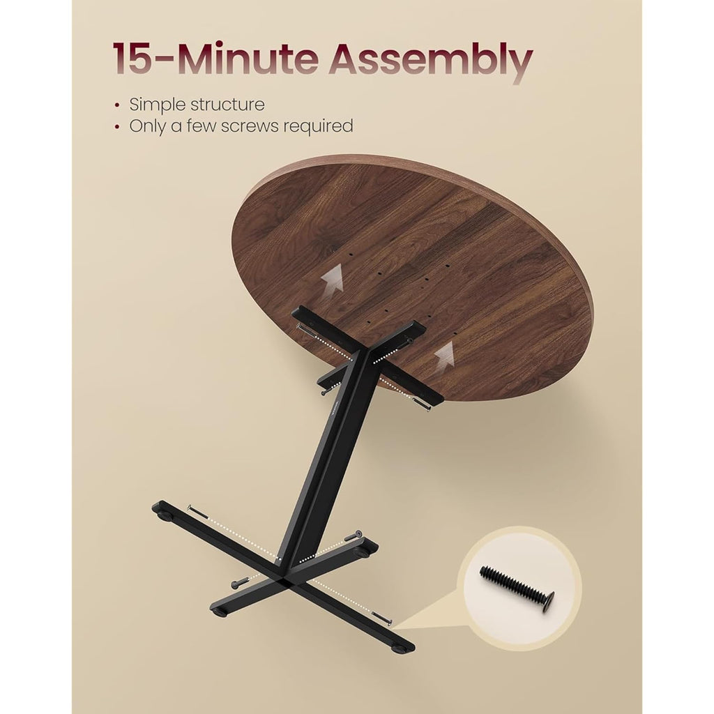 Vasagle Dining Table, Small Round Kitchen Table For 4 People, 31.5 X 29.4 Inches, For Dining Room, Living Room, Farmhouse, Water-Resistant, Somber Walnut Ukdt082K01V1