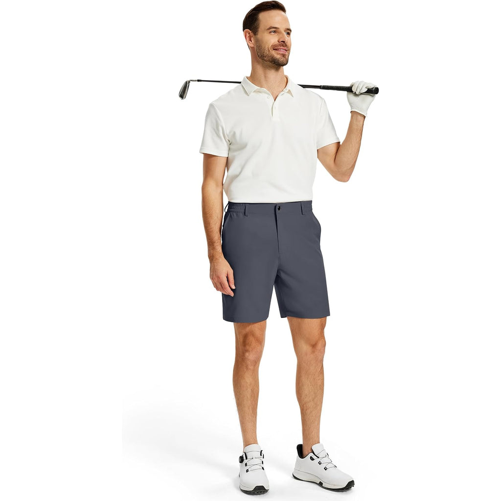 Mens Casual Dress Shorts With 5 Pockets 7 Inch Stretch Dri Fit Lightweight For Golf Travel Work Hiking