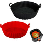 Air Fryer Silicone Liners Pot,8 Inch Air Fryer Basket Liners, Silicone Baking Tray Pots For 3 To 5 Qt For Air Fryer Oven Reusable Baking Tray Oven Accessories (Red+Black)
