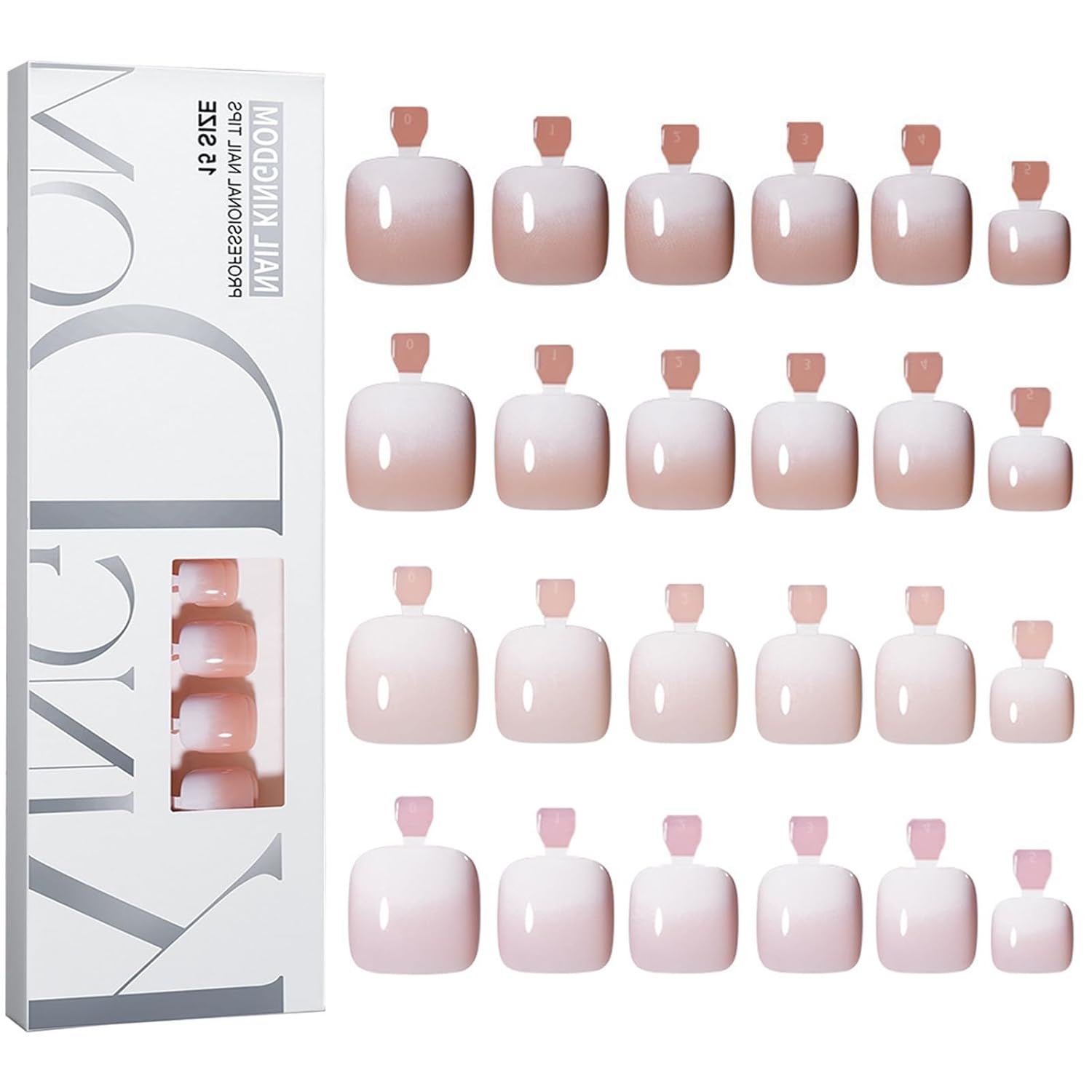 120Pcs Ombre Press on Toe Nails Short Square Fake Toenails Nude Gradient Acrylic Toe Nails Glossy Nature Artificial False Nails Glossy Glue on Nail for Women Girls Manicure Nail Decoration