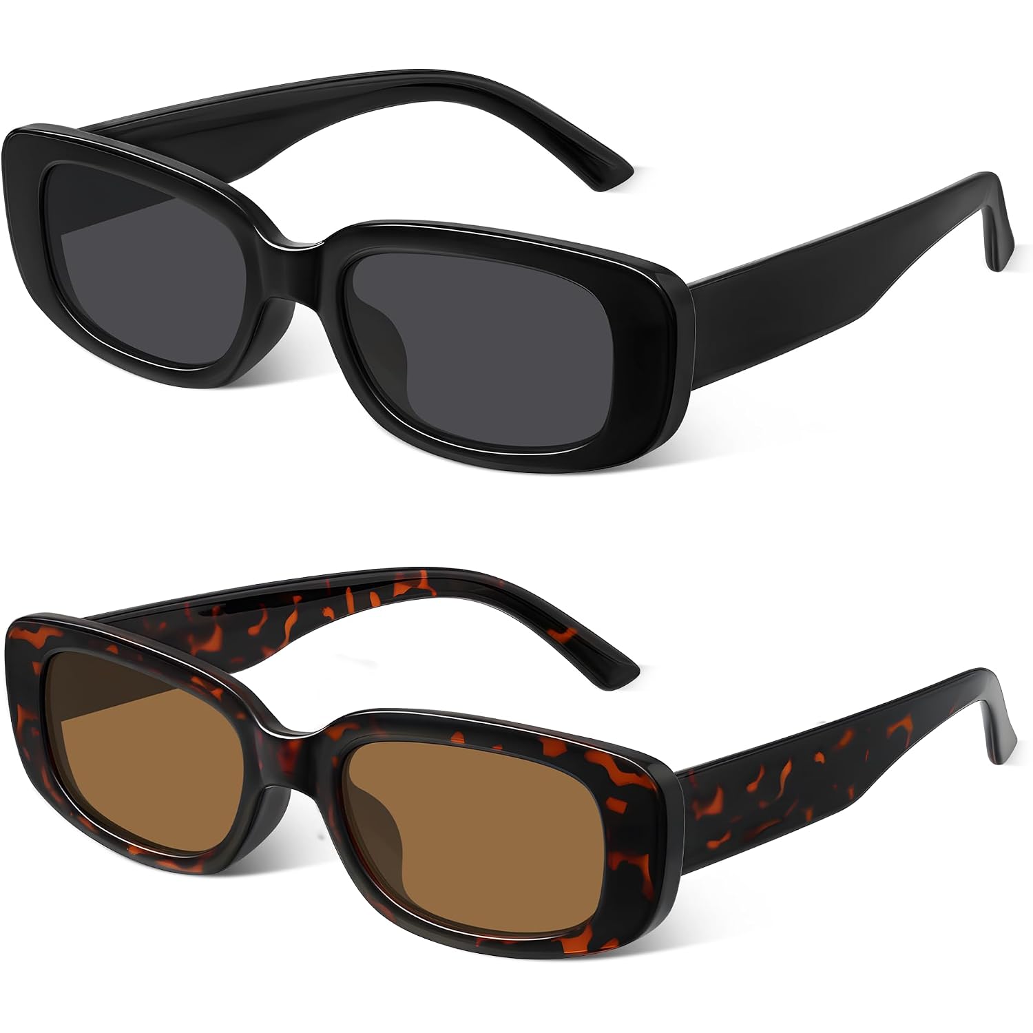 Rectangle Sunglasses For Womens Men - Trendy Y2K Retro Sun Glasses 90’S Vintage Fashion Uv400 Protection Eyeglasses