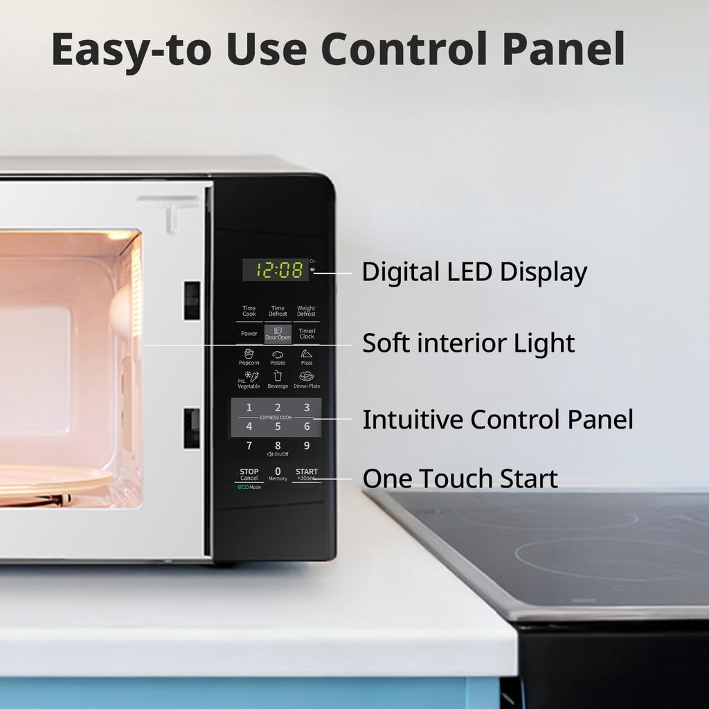 COMFEE' EM720CPL-PMB Countertop Microwave Oven with Sound On/Off, ECO Mode and Easy One-Touch Buttons, 0.7cu.ft, 700W, Black