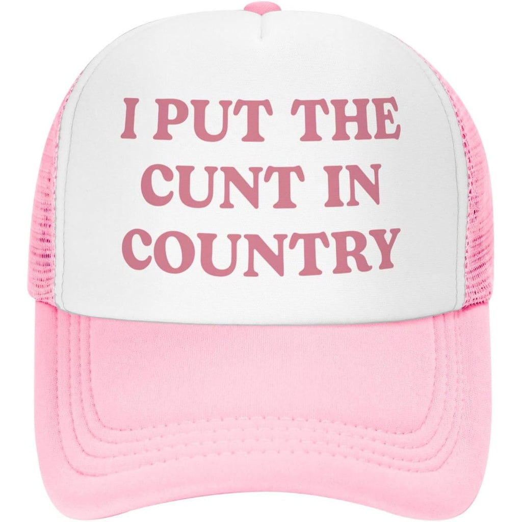 Funny Trucker Hats for Women Hot Pink Funny Gag Baseball Cap for Girls Women Men Hat I Put the Cunt in Country