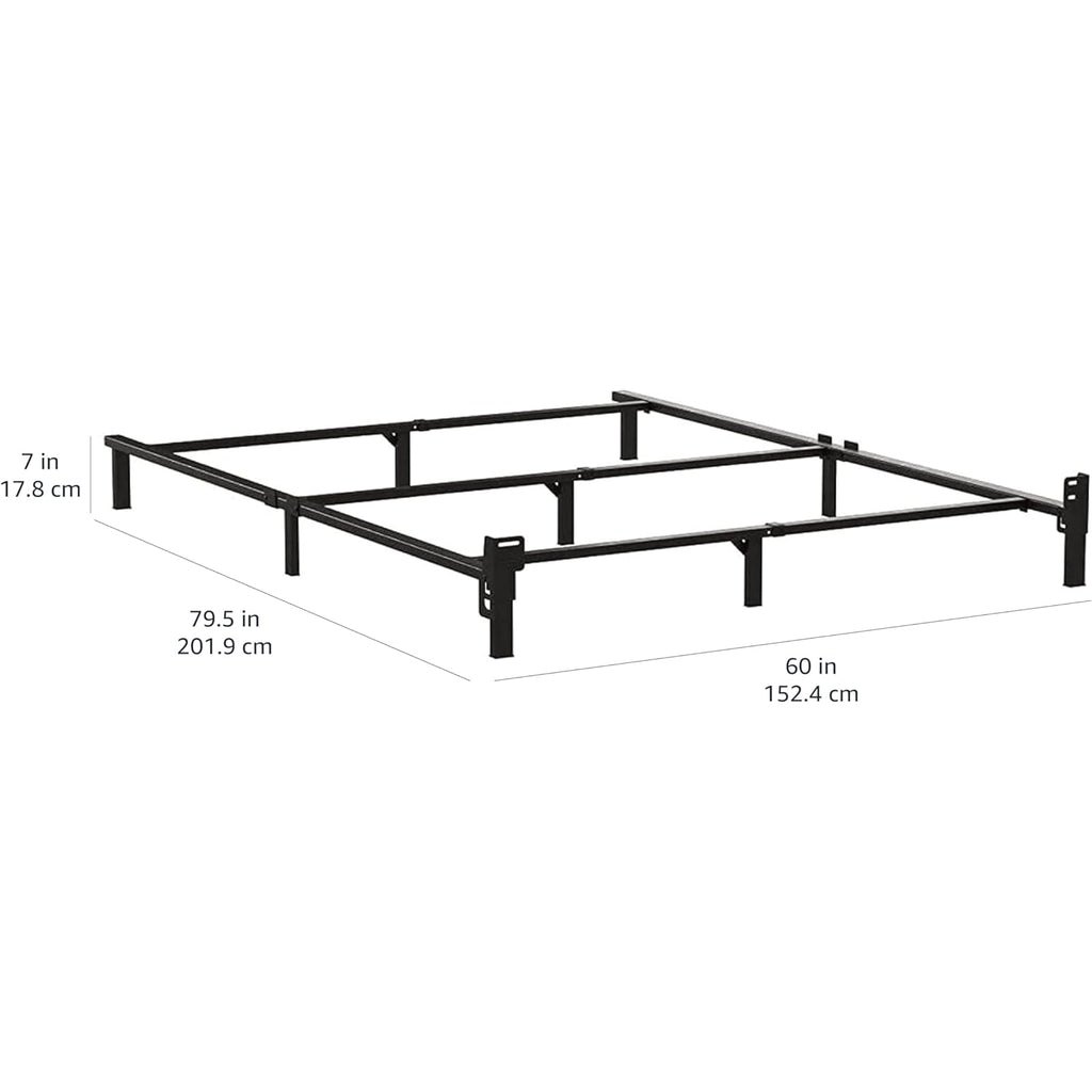 Amazon Basics Metal Bed Frame, 9-Leg Support Base for Box Spring and Mattress, Queen Size, Tool-Free Easy Assembly, 79.5" L x 59.5" W x 7" H, Black