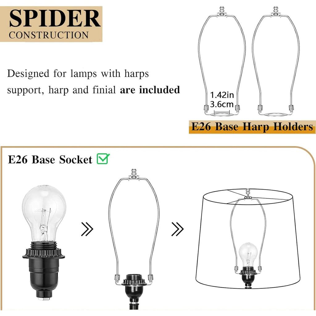 Drum Lamp Shades Set Of 2 For Table Lamps – 11.6" Top X 12.6" Bottom X 9.8" High, Qvtekn Medium Beige Lampshades For Floor Lamps (Spider Fitter), Natural Linen Handcrafted With Easy Assembly