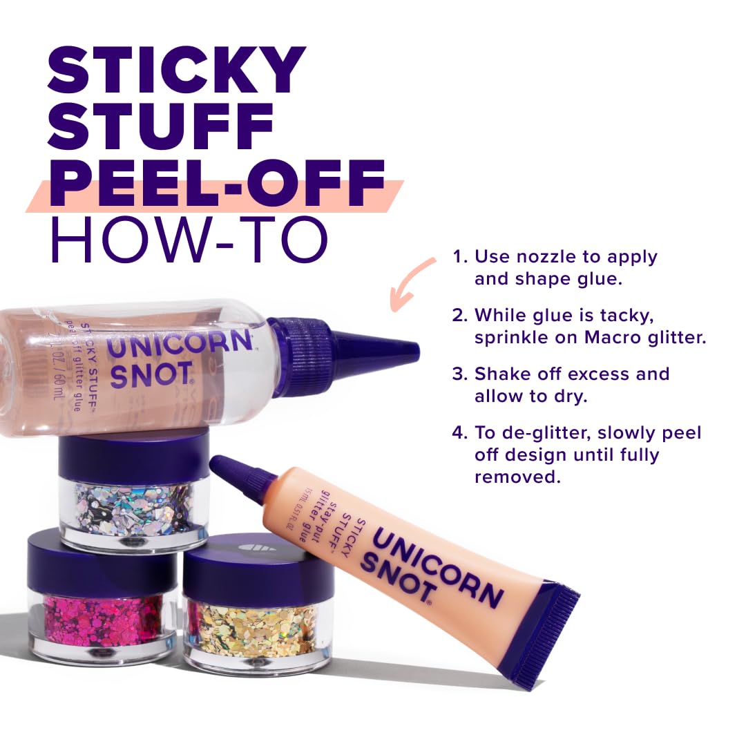 UNICORN SNOT Glitter Glue Primer | Sticky Stuff™ Peel Off Glitter Glue for Long-Lasting Perfection | Halloween Costume Makeup, Dries Clear
