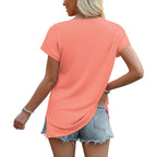 WIHOLL Womens Tops Basic Summer V Neck T Shirts Short Sleeve Dressy Casual Loose Fit Cute Tee Clothes Trendy Fashion Outfits