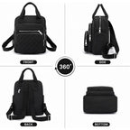 Small Backpack For Women Casual Quilted Square Bag Waterproof Multi Pockets Daypack Lightweight Top Handle Satchel