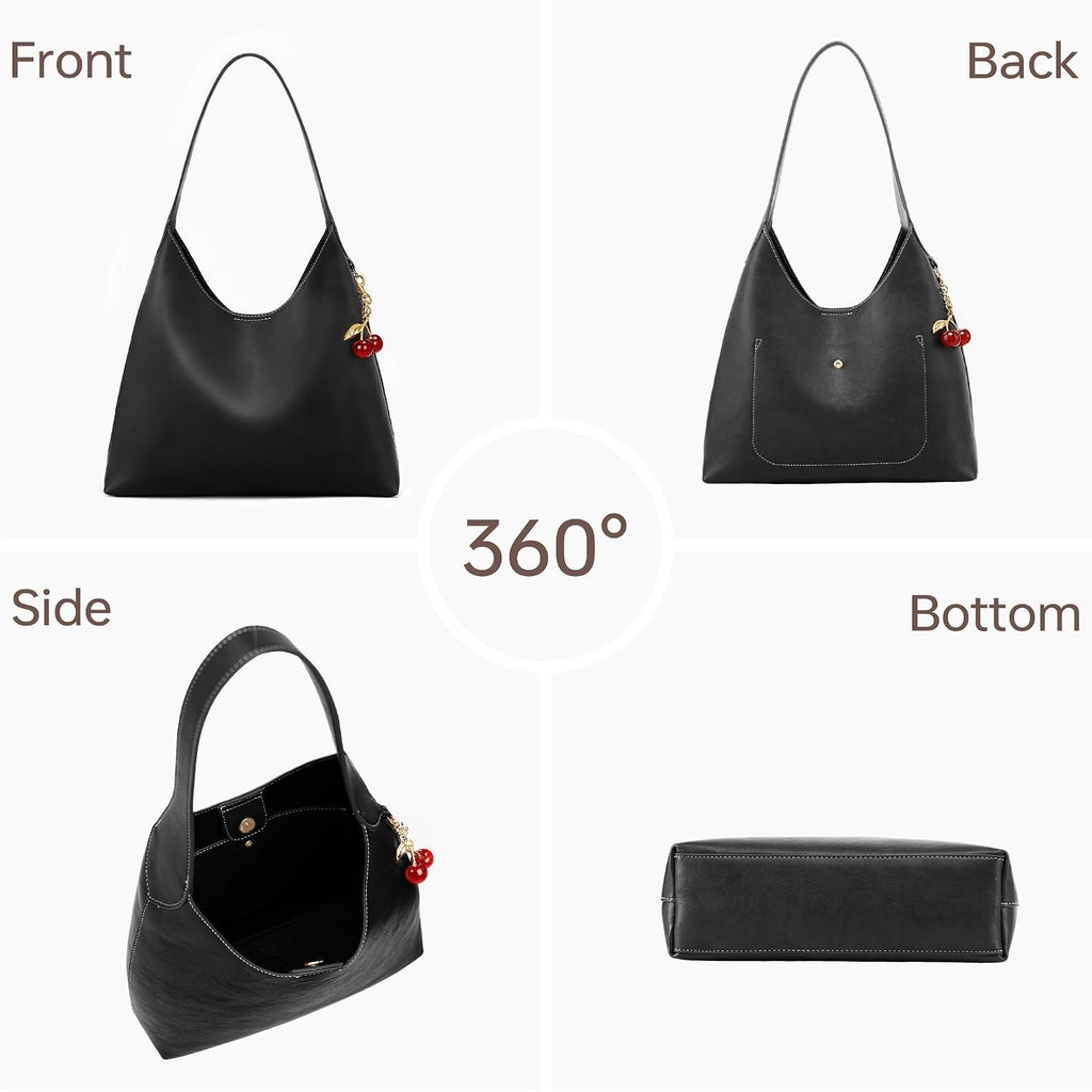 Slouchy Shoulder Bag Shoulder Purse With Cherry Charm Hobo Bags For Work Travel