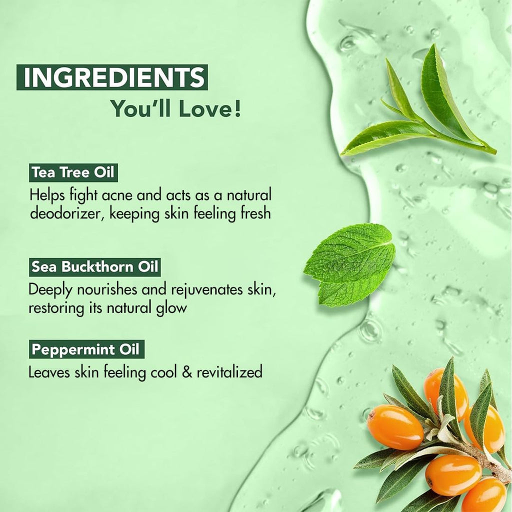 Botanic Hearth Tea Tree Body Wash, 16 Fl Oz (473 Ml) Pack Of 2 | With Tea Tree Oil, Peppermint & Sea Buckthorn | Gently Cleanses, Refreshes & Nourishes Skin | Sulfate & Paraben Free | For Men & Women