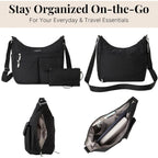 Baggallini womens Everywhere Bagg Crossbody Women 11x9 Lightweight Nylon Hobo Water-resistant Travel Bag W/Rfid