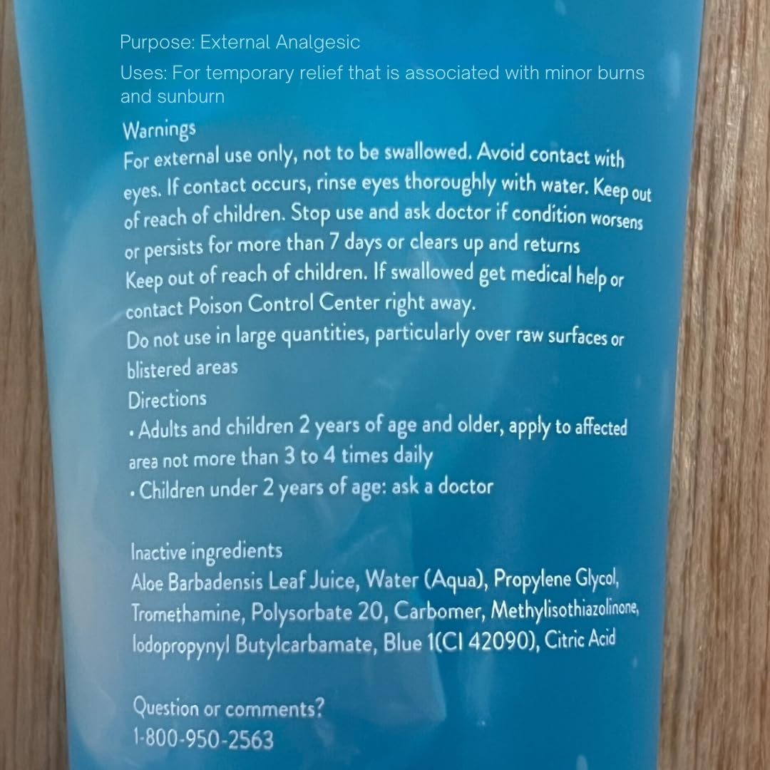 Aloe Up Aloe Vera Gel For Sunburn Relief – Cooling After Sun Jelly For Face & Body – 96.6% Pure Gel –, Water Resistant For Up To 80 Minutes, Alcohol & Fragrance Free – 4 Oz