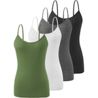 4 Pack Camisole Tops for Women Basic Undershirt Tanks Adjustable Spaghetti Straps Camis Seamless Soft Layering Top