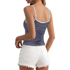 Women Summer Tops Striped Camisole Tank Top Cute Soft Stretchy Crew Neck Casual Basic Cami Shirts Daily Wear